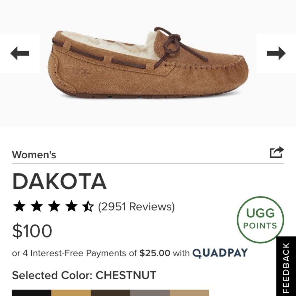UGG “Dakota chestnut” slipper